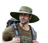 DORRISO Wide Brim Sun Hat Bucket Hat for Men - UPF 50+ UV Protection Waterproof Foldable Adjustable Convertible for Hiking Beach Garden Holiday Cycling Camping Trekking Green