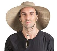 DORRISO Wide Brim Sun Hat Bucket Hat for Men UPF 50+ UV Protection Waterproof Foldable Fishing Hat Hiking Beach Garden Holiday Cycling Camping Trekking Brown
