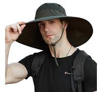 DORRISO Wide Brim Sun Hat Bucket Hat for Men UPF 50+ UV Protection Waterproof Foldable Fishing Hat Hiking Beach Garden Holiday Cycling Camping Trekking Green