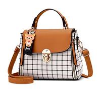DORRISO Women Handbags Small Cute Crossbody Bag for Girls Lattice Shoulder Bags PU Leather Lightweight Messenger Bag Pendant Top-Handle Bag Yellow