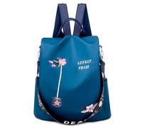 DORRISO Womens Backpack Rucksack Shoulder Bag Appropriate Capacity Handbag Anti-thief Pocket Lightweight Casual Travel Daypack College Student Nylon Schoolbag Blue Flowers