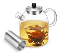 Dorsaer 1500ml Large Glass Teapot with Infuser and Lid - Borosilicate Stovetop Safe Tea Pot with Strainer for Loose Leaf, Herbal Teas, Dishwasher Safe Infusion Kettle for Gas Hob, 4-6 Cups Tea Maker
