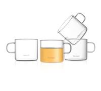 Dorsaer 5oz Modern Glass Teacups(Set of 4), 150ml Clear glass tea cup with handle for tealover, small coffee mug sets perfect for espresso shot, cappuccino, 1G051-4