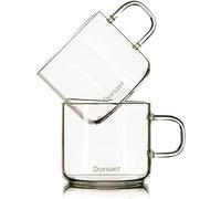 Dorsaer Glass Cups -6oz Small Crystal Clear Glass Coffee Cup for Latte,Cappuccino,Hot Chocolate,Tea and Juice (Set of 2)