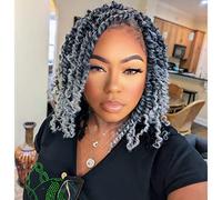 Dorsanee Passion Pre-Braided Hair 10" 8 Bundles Short Hair Passion Braid Crochet Braids Crochet Braids Pre-Loop For Women Children Grey Passion Braids Hair Extensions