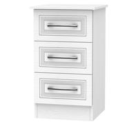 Dorset Bedside Table White 3 Drawers 70cm