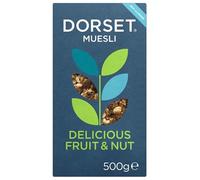Dorset Cereals Delicious Fruit & Nut No Added Sugar Muesli 500g | High Fibre Breakfast Cereal with Raisins, Dates, Almonds & Hazelnuts | Wholegrain Oats & Wheat Flakes (pack of 1)