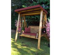 Dorset Garden Swing Seat by Charles Taylor - 2 Seats Burgundy Cushions