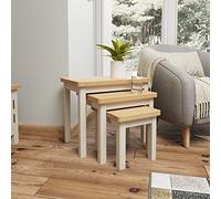 Dorset Grey Oak Nest of Tables | 3 Nesting Lounge Tables | Truffle Grey