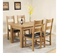 Dorset Oak 4-6 Seater Extending Dining Table with 4 Chairs