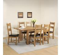 Dorset Oak -6 Seater Large Extending Dining Table with 6 Chairs