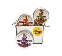 Dorset Spice Shed Jurassic BBQ Rub Trio 3 x 90g - BBQ Seasonings Gift Set of 3 BBQ Rubs - The Perfect Summer Barbecue Gift for Outdoor Cooking - Vegan Plant Based Recipe