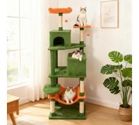 DORTALA 190.5 cm high modern cat tree, multi-level cat tower with large apartments, sisal scratching posts, upper perch, hammock, dangling balls, kitten beds and climbing furniture for