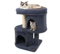 DORTALA Cat Tree for Indoor Cats, 26-Inch Cat Tower with 2 Cozy Condos, Sisal Scratching Post, Plush Top Perch, Modern Kittens Activity Play Center (Dark Grey)