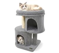 DORTALA Cat Tree for Indoor Cats, 26-Inch Cat Tower with 2 Cozy Condos, Sisal Scratching Post, Plush Top Perch, Modern Kittens Activity Play Center (Light Grey)