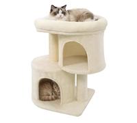 DORTALA Cat Tree for Indoor Cats, 26-Inch Cat Tower with 2 Cozy Condos, Sisal Scratching Post, Plush Top Perch, Modern Kittens Activity Play Center (Beige)