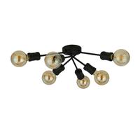 6 Lights Sand Black Finish Metal Multi Arms Flush Fitting Dining Ceiling Light