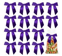 Dortrue Purple Satin Twist Tie Bows 3.5" Premade Ribbon Bows for Gift Wrapping Craft Sewing Scrapbooking Wedding Birthday Christmas and Easter Festival Gift Wrapping