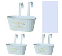 Dorugage Balcony Planter for Railing | 3 Pack Fence Hanging Planter | Fence Pots | Hanging Flower Baskets | Metal Flower Bucket with Drainage Detachable Hooks for Garden Yard Patio Decor