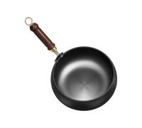 Dorugage Cast Iron Wok | Cast Iron Frying Pan | 28 cm Chinese Handmade Wok Non Stick Saucepan | Japanese I-Ron Pan with Wooden Handle and Lid | No Coating for Stoves and Induction Hobs