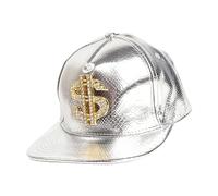 Dorugage Gold Digger Hat | Baseball Hat with Dollar Sign | Gold Dollar Cap | Hip Hop Rapper Hats | 80s/90s Flat-Brimmed Rock Cap for Men and Women | Pimp Costume for Masquerade, Dress Up Party