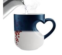 Dorugage Magic Mug | Heart Mug | Heart Shape Ceramic Cups | Hearts Shaped Handle Color Changing Mugs | Heat Sensitive Reveal Romantic Love Coffee Cup for Valentine's Day, Mother's Day Gift