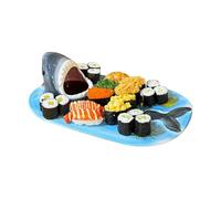 Dorugage Shark Sushi Plate | Shark Charcuterie Board | Ceramic Sushi Serving Plate with Dipping Sauce Bowl | Funny Sharks Shaped Kitchen Plates Decoration Sushis Tray for Sharks Party Lovers