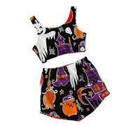 Dorugage Spooky Vest Pajama Set | Halloween Spooky Pajamas Women | Womens Soft Flannel Pajamas Sets With Print Glow-in-The-Dark | Stretch Flannel L uminous Pajama Set For Spooky Season Purple