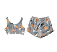 Dorugage Spooky Vest Pajama Set | Halloween Spooky Pajamas Women | Womens Soft Flannel Pajamas Sets With Print Glow-in-The-Dark | Stretch Flannel L uminous Pajama Set For Spooky Season Gray