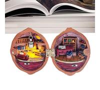 Dorugage Tiny World Inside Walnuts,Miniature Walnut Library House - Resin Nut Secret Scene, Doll House Decoration for Kids and Adults