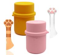 DORUI Original Canned Dog Food Storage Container & One Can Spoon | Silicone Can Cover Pet Food Sealer & Cute Paw Shape Opener Spatula | BPA Free, Airtight, Dishwasher & Freezer Safe (Orange+Pink)