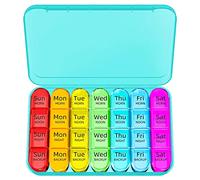 Doruimi Weekly Pill Box Organiser, Small Pill Box 7 Day 4 Times A Day, Pill Organiser with 28 Copartments to Hold Plenty of Medication, Vitamins and Supplements - Cyan Case