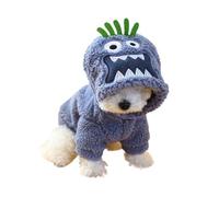 DoRysk 1PC Pet Apparel Cat Autumn/Winter Plush Thickened Warm Halloween Funny Hoodie Coat With Drawstring Buckle For Small Medium Dogs(Blue,XL)