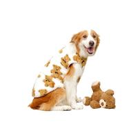 DoRysk 3XL-8XL Cute Bear Pattern Dog Sweater For Large Dogs, Winter Big Dog Clothes Warm Fleece Pullover Coat Cold Weather Vest Pitbull(White,3XL)