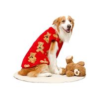 DoRysk 3XL-8XL Cute Bear Pattern Dog Sweater For Large Dogs, Winter Big Dog Clothes Warm Fleece Pullover Coat Cold Weather Vest Pitbull(Red,6XL)