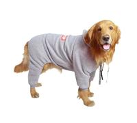 DoRysk Autumn and winter big dog clothes dog sweater hoodie/full cover one piece/suitable for medium and large dog coat(GRAY,30)