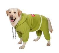 DoRysk Autumn and winter big dog clothes dog sweater hoodie/full cover one piece/suitable for medium and large dog coat(Green,34)