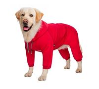 DoRysk Autumn and winter big dog clothes dog sweater hoodie/full cover one piece/suitable for medium and large dog coat(Scarlet,34)