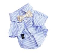 DoRysk Pet Dog Clothes Bowknot Striped Shirts Thin Summer Blue Fashion Chihuahua Stripe Shirt For Small Dogs Clothing Wholesale(Blue,XL)
