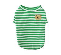 DoRysk Summer Dog Clothes Bear Print Stripe T-Shirt French Bulldog Vests Luxury Dog Clothing Cat Thin Shirts Pet Costume(Green,XXL)