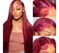 Dosacia 99j Burgundy 13x6 Lace Front Wigs Human Hair 30inch Straight Red Wigs Human Hair HD Lace Frontal Wigs for Black Women 250% Density Pre Plucked With Baby Hair