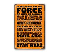DOSEK Metal Tin Sign In This House Compatible For Star Wars Home Wall Art Decor Gifts Bathroom Accessories May The Force Be With You Do Or Not There Is No Try Decorations Vintage Signs 8x12 Inches