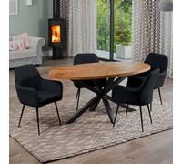 Dosenna Oval Dining Table Set With 4 Carrara Fabric Chairs - Black