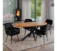 Dosenna Oval Dining Table Set With 4 Carrara Velvet Chairs - Black