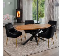 Dosenna Oval Dining Table Set With 4 Lograto Faux Leather Chairs - Black