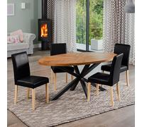 Dosenna Oval Dining Table Set with 4 Maiolo Faux Leather Chairs Artemis Home Black One Size
