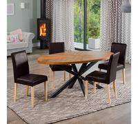 Dosenna Oval Dining Table Set with 4 Maiolo Faux Leather Chairs Artemis Home Brown One Size