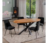 Dosenna Oval Dining Table Set With 4 Morandi Velvet Chairs - Black