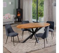 Dosenna Oval Dining Table Set With 4 Morandi Velvet Chairs - Grey