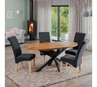 Dosenna Oval Dining Table Set With 4 Rimini Fabric Chairs - Black